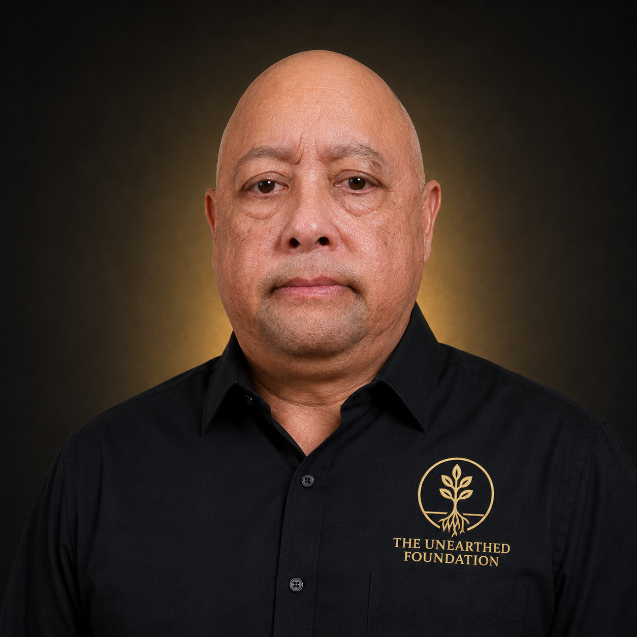 Kyle Mukai, Co-Founding Director of Digital Inclusion & Technology, wearing an Unearthed Foundation shirt